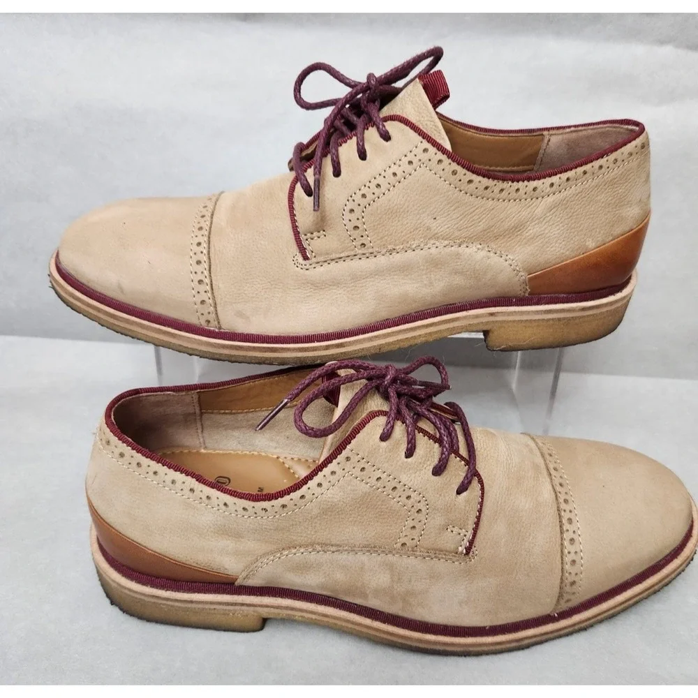 Johnston & Murphy 1850 (Sz 9 M) Crepe Soles Khaki Cap Toe Men's Nubuck Shoes